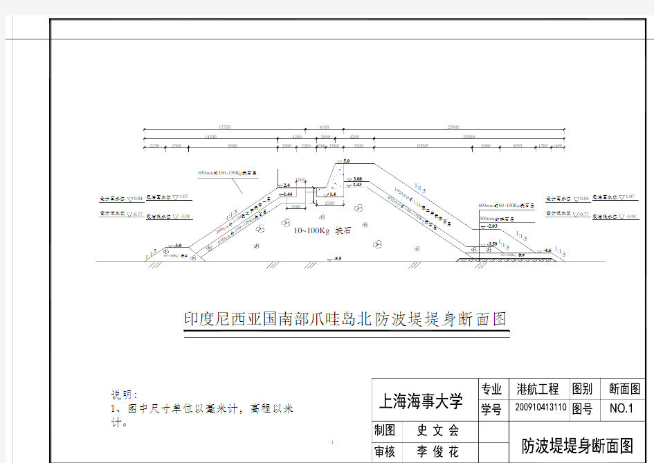 港口航道与海岸工程-海岸工程学：防波堤断面图