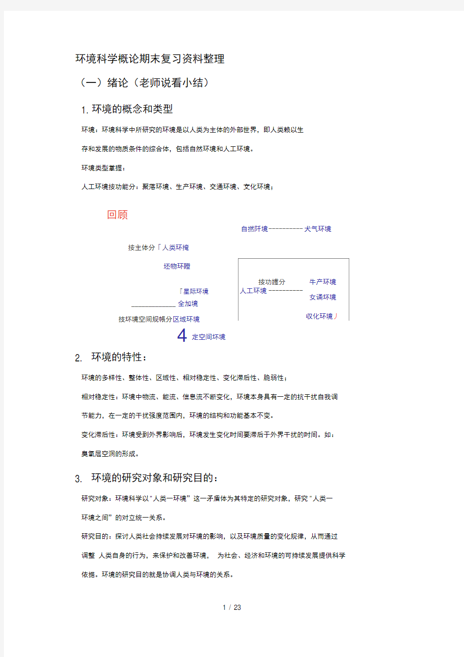 环境科学概论期末复习资料整理剖析