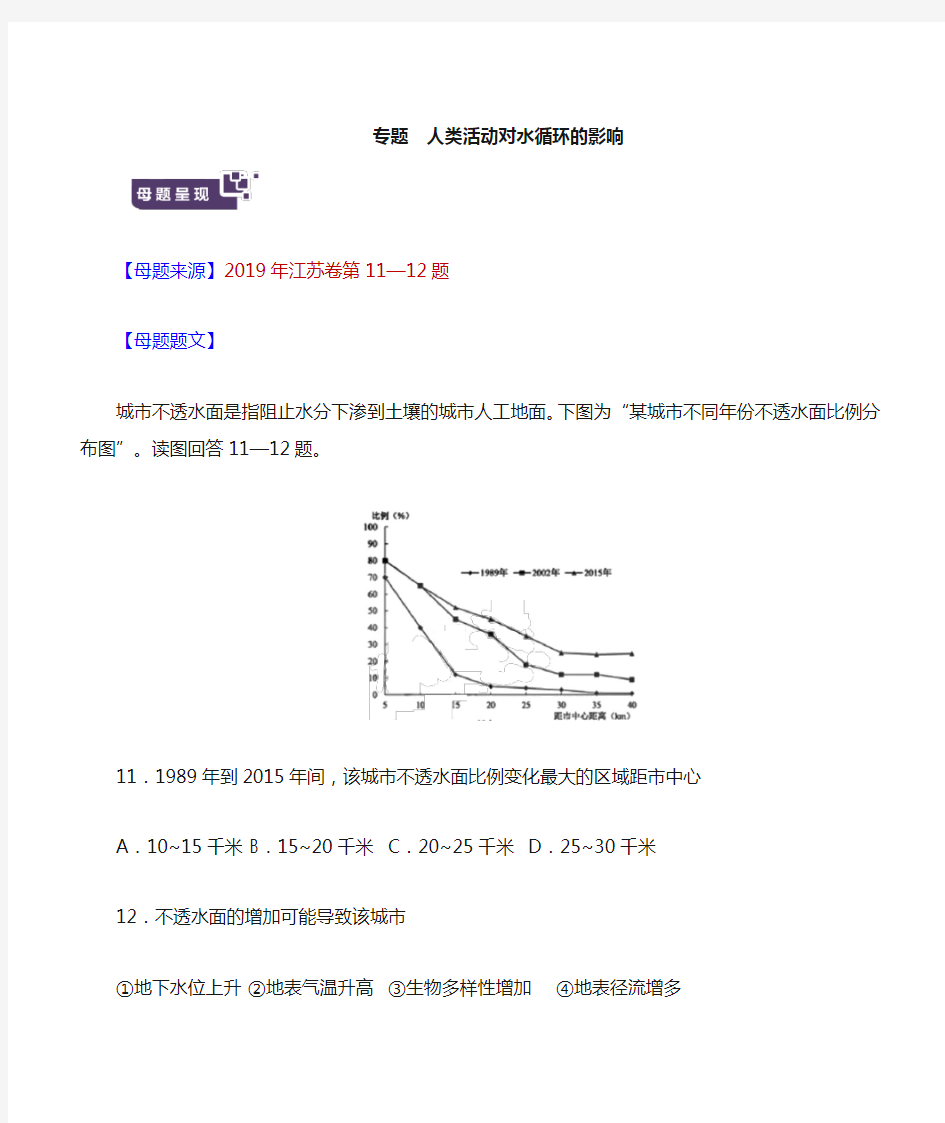 2020高考化学专题复习  人类活动对水循环的影响