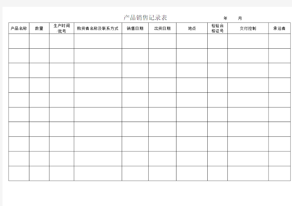 产品销售记录表