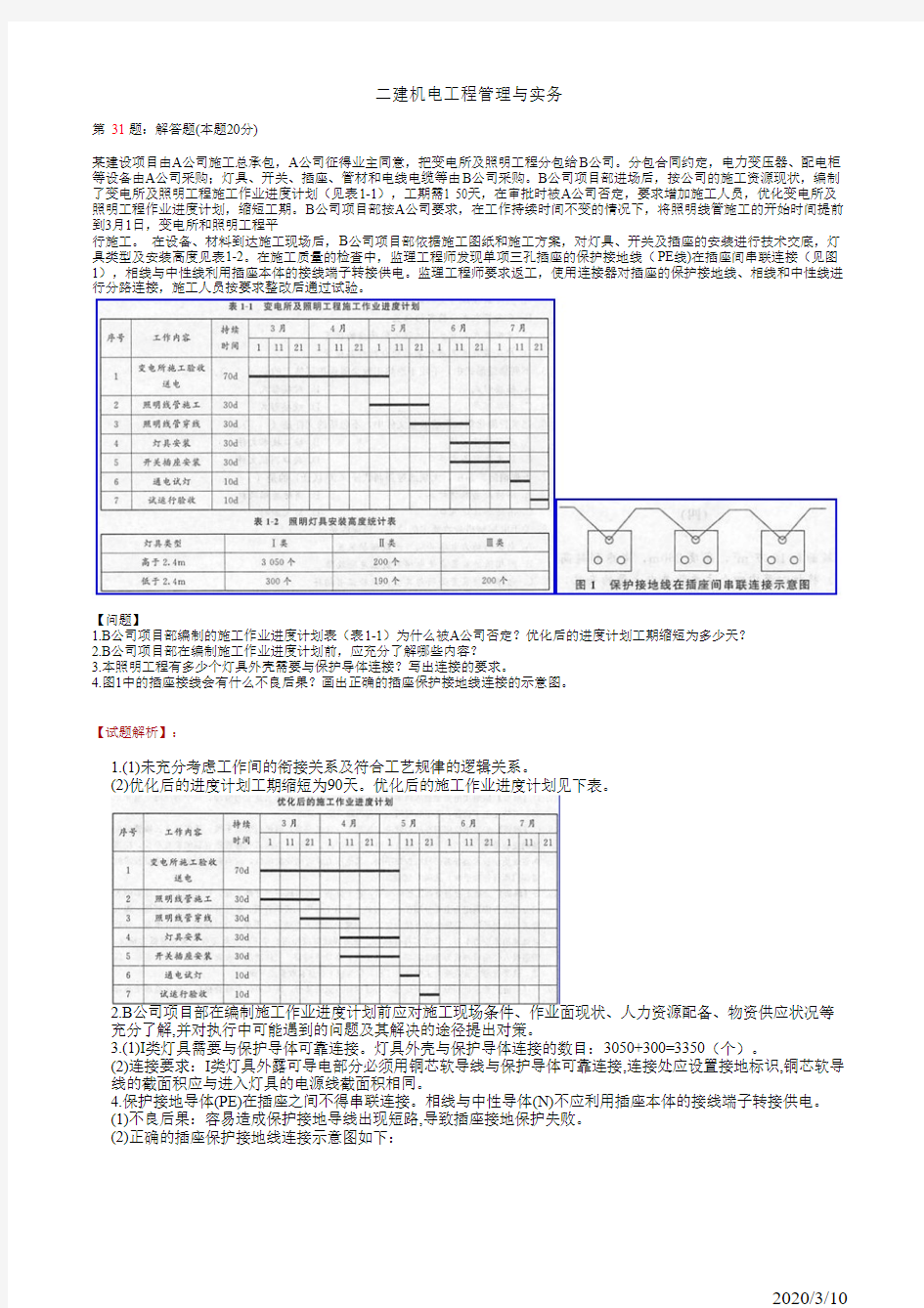 2019二建机电真题及答案(四)