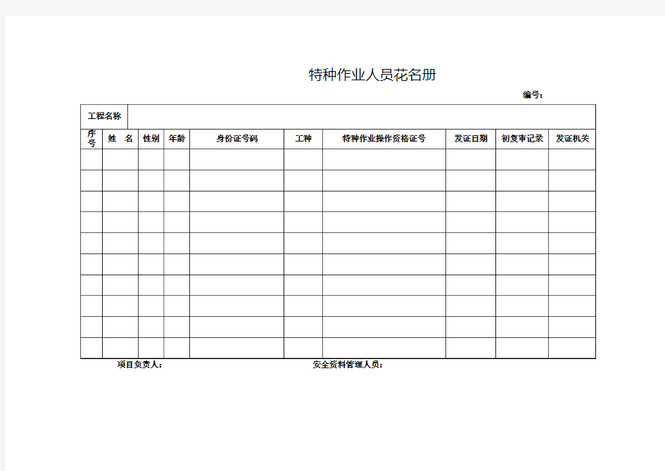 特种作业人员花名册