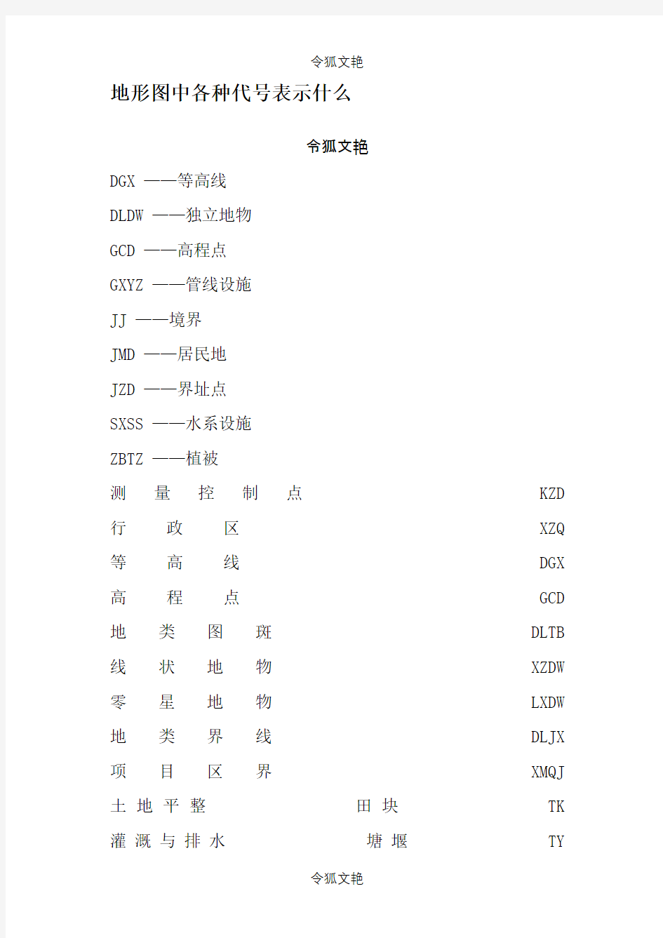 地形图中各种代号表示什么之令狐文艳创作