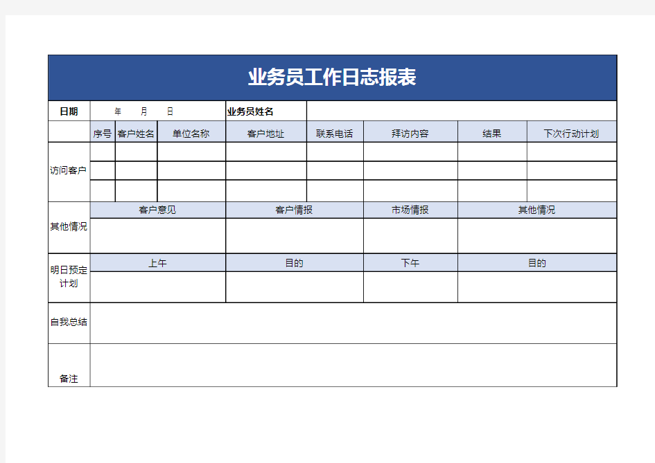 业务员工作日志报表