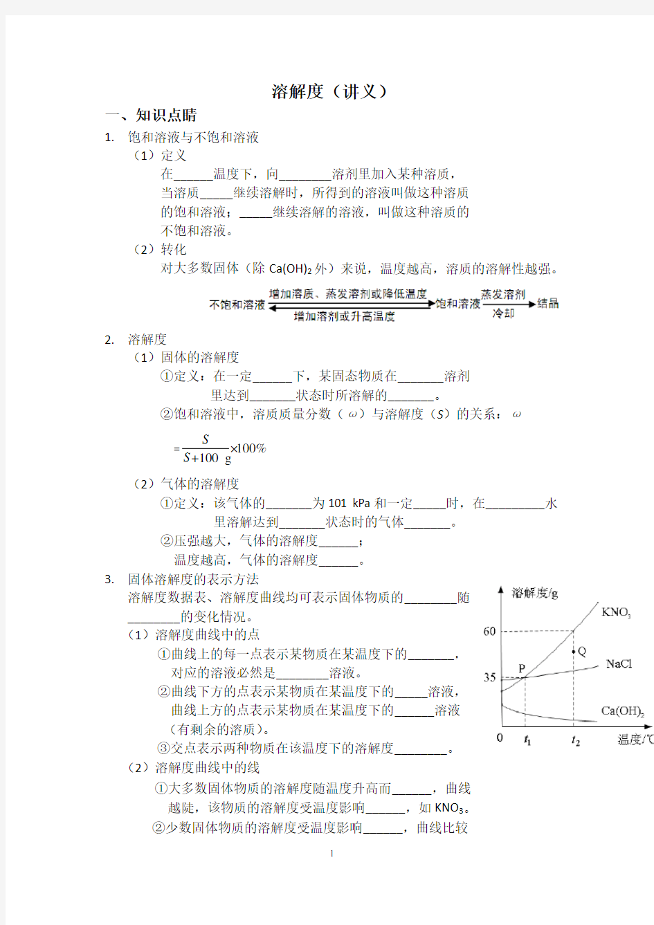 溶解度(讲义)