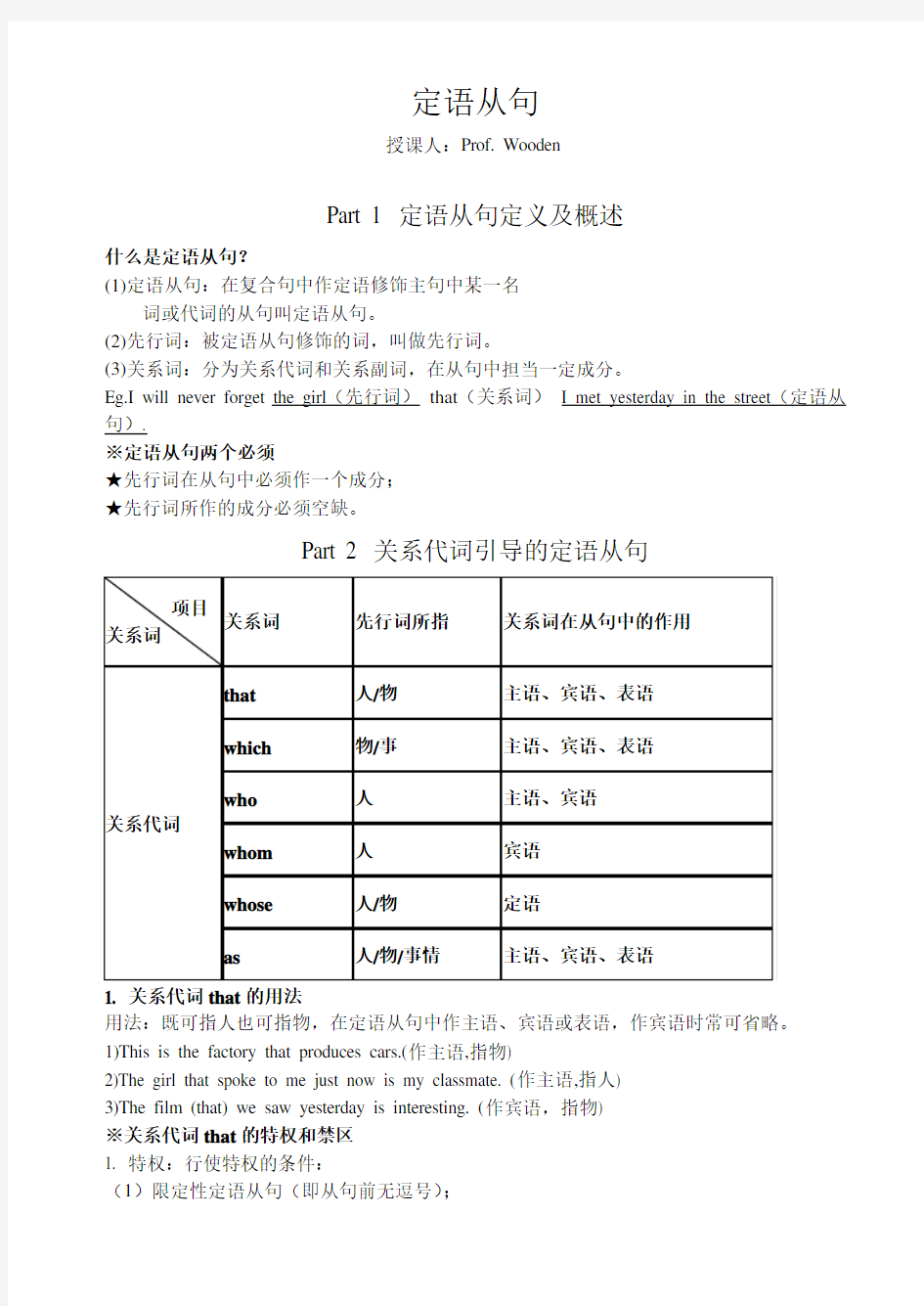 定语从句 笔记整理