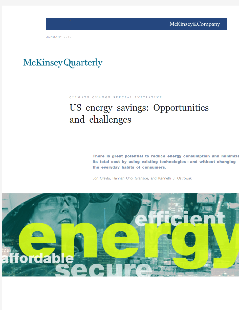 US energy savings Opportunities and challenges