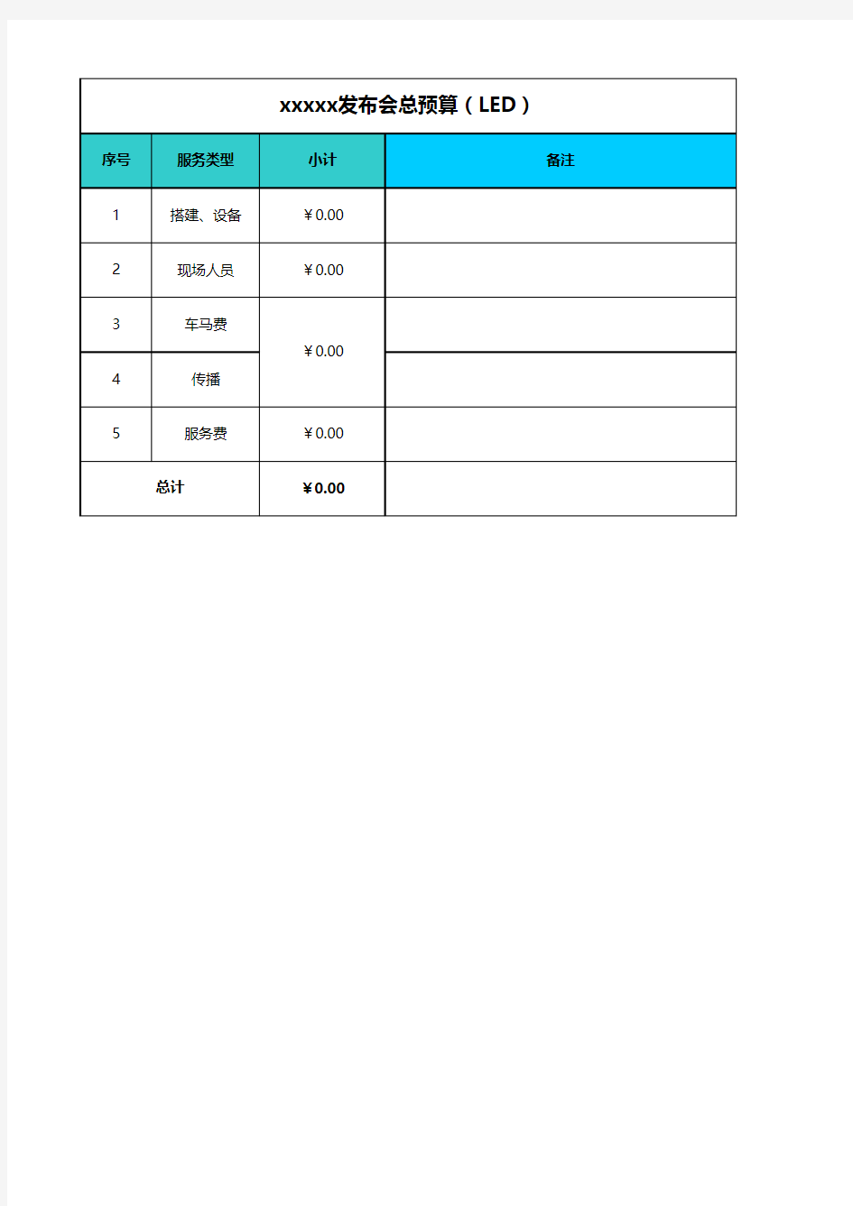 XXX发布会预算表(PR必备报价单)