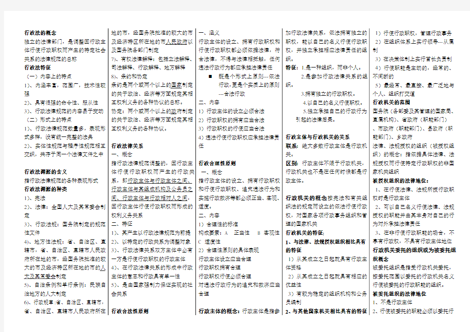 行政法学复习资料汇总