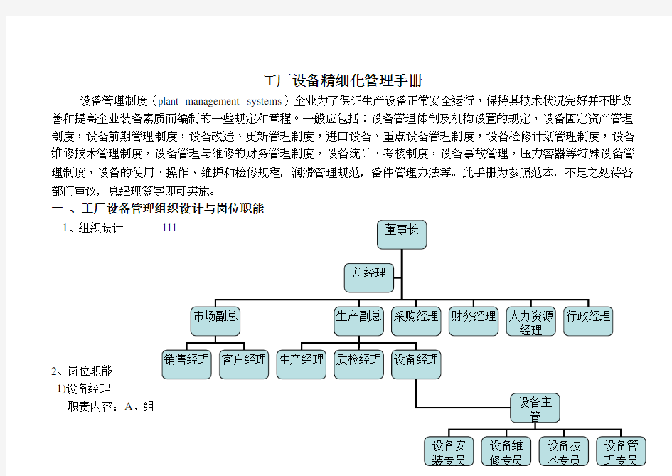 工厂设备精细化管理手册