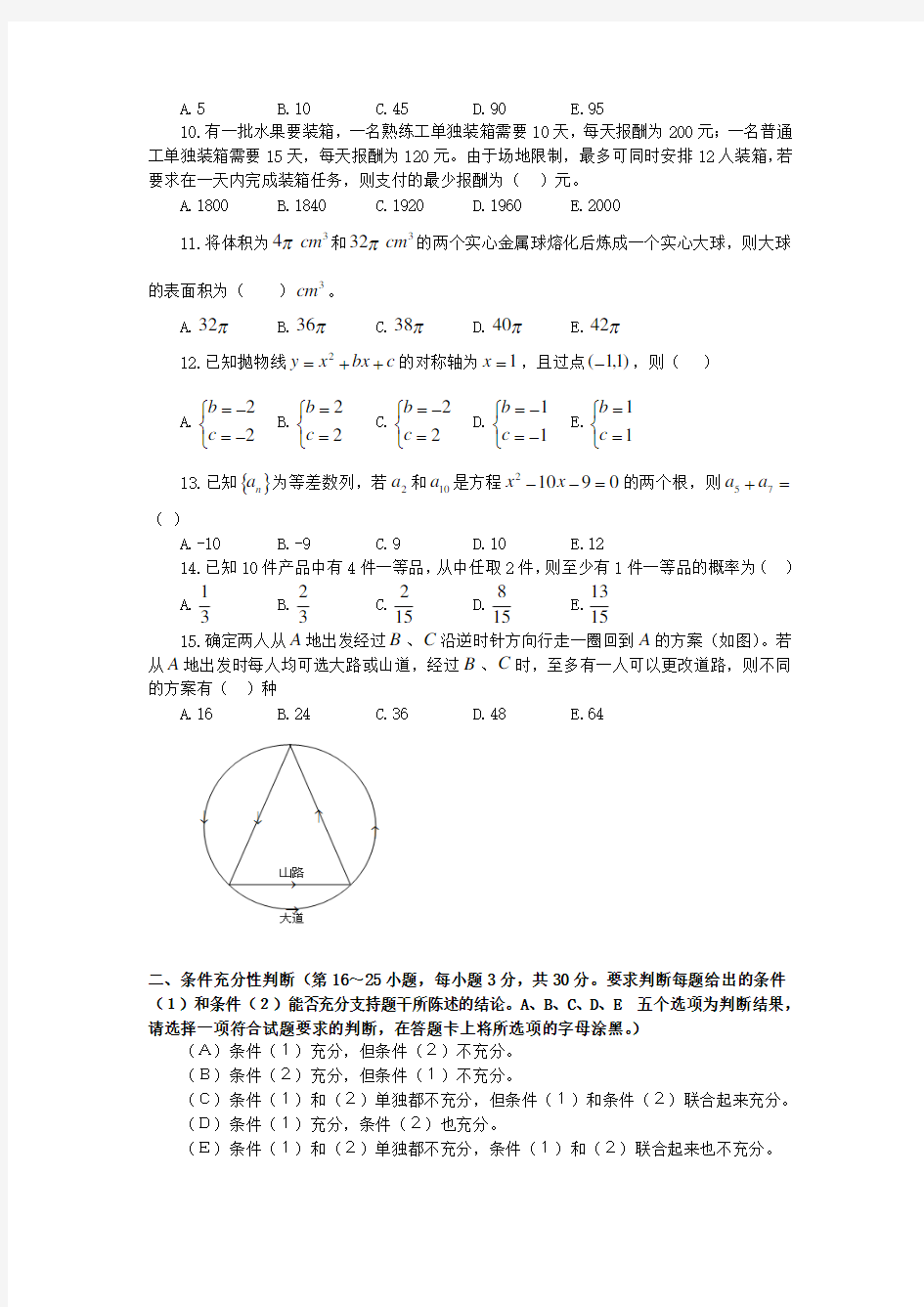 2013年MBA联考综合能力真题(完整版)