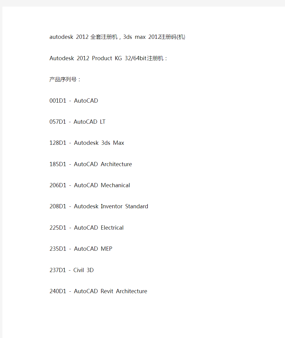 autodesk 2012 全套注册机