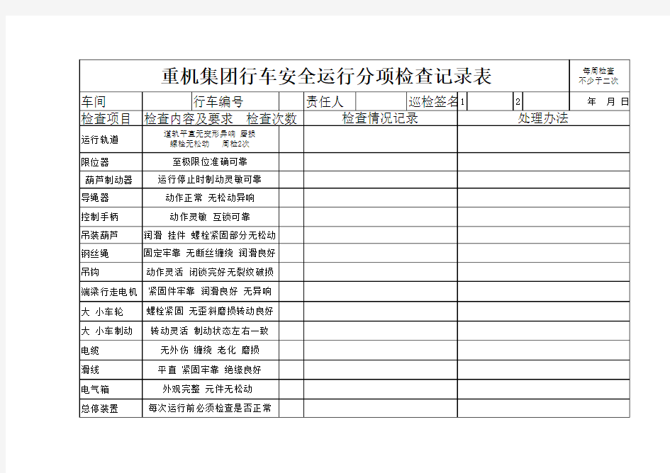 行车安全运行记录表123