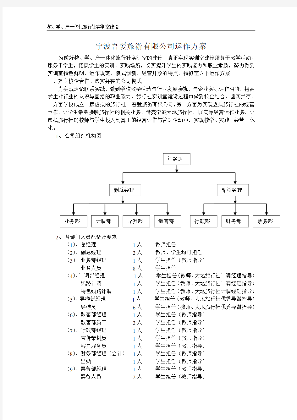 旅行社运作方案