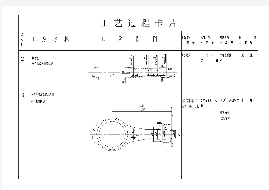 汽车后桥壳体加工工艺及夹具设计 工艺过程卡2