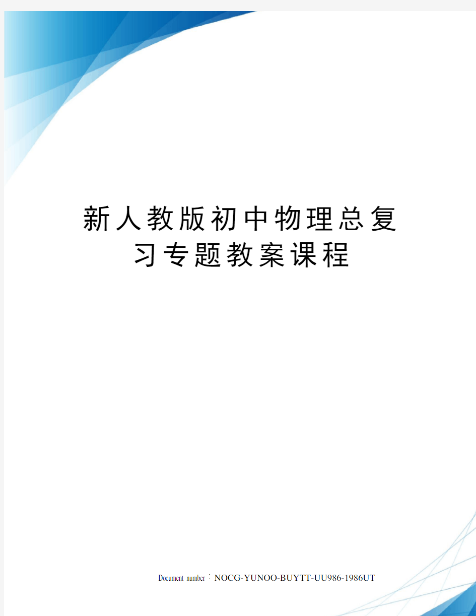 新人教版初中物理总复习专题教案课程