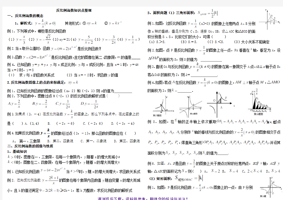 初中数学反比例函数知识点整理