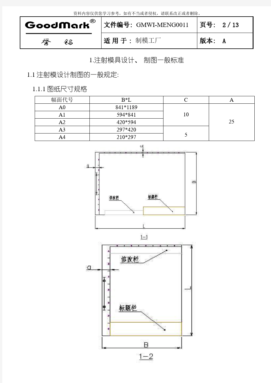 制图一般标准模板