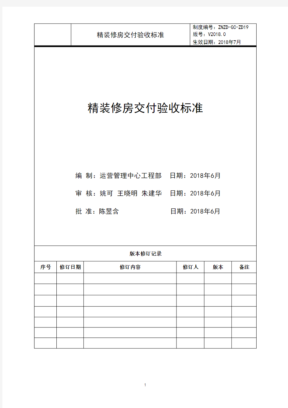 精装修房交付验收标准