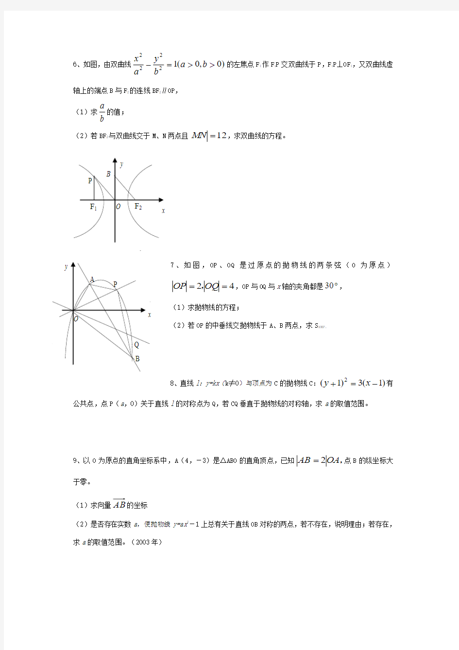 上海大屯一中高三数学专题复习--解析几何专题教案