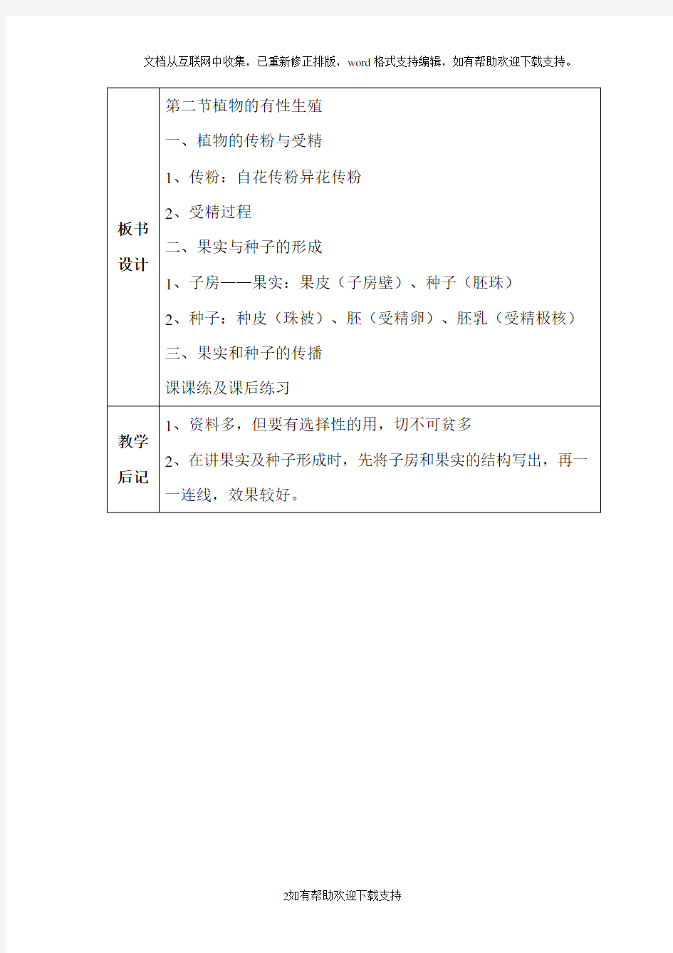 生物21.2《植物的有性生殖》教学设计(苏教版八年级下)