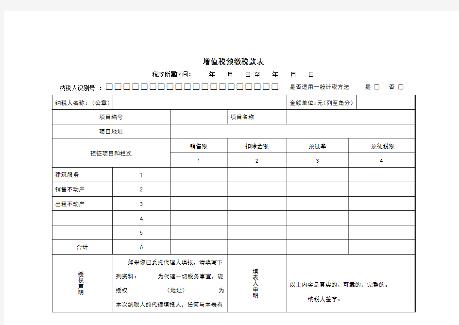 增值税预缴申报表