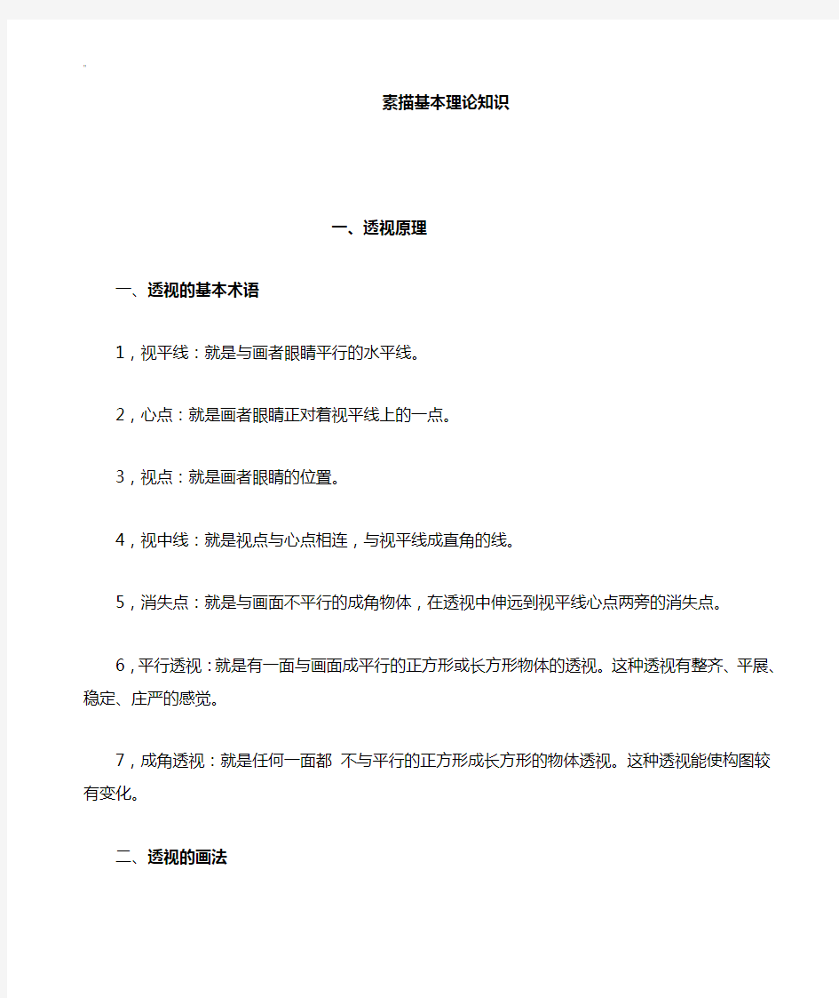 初学素描基本理论学习知识资料