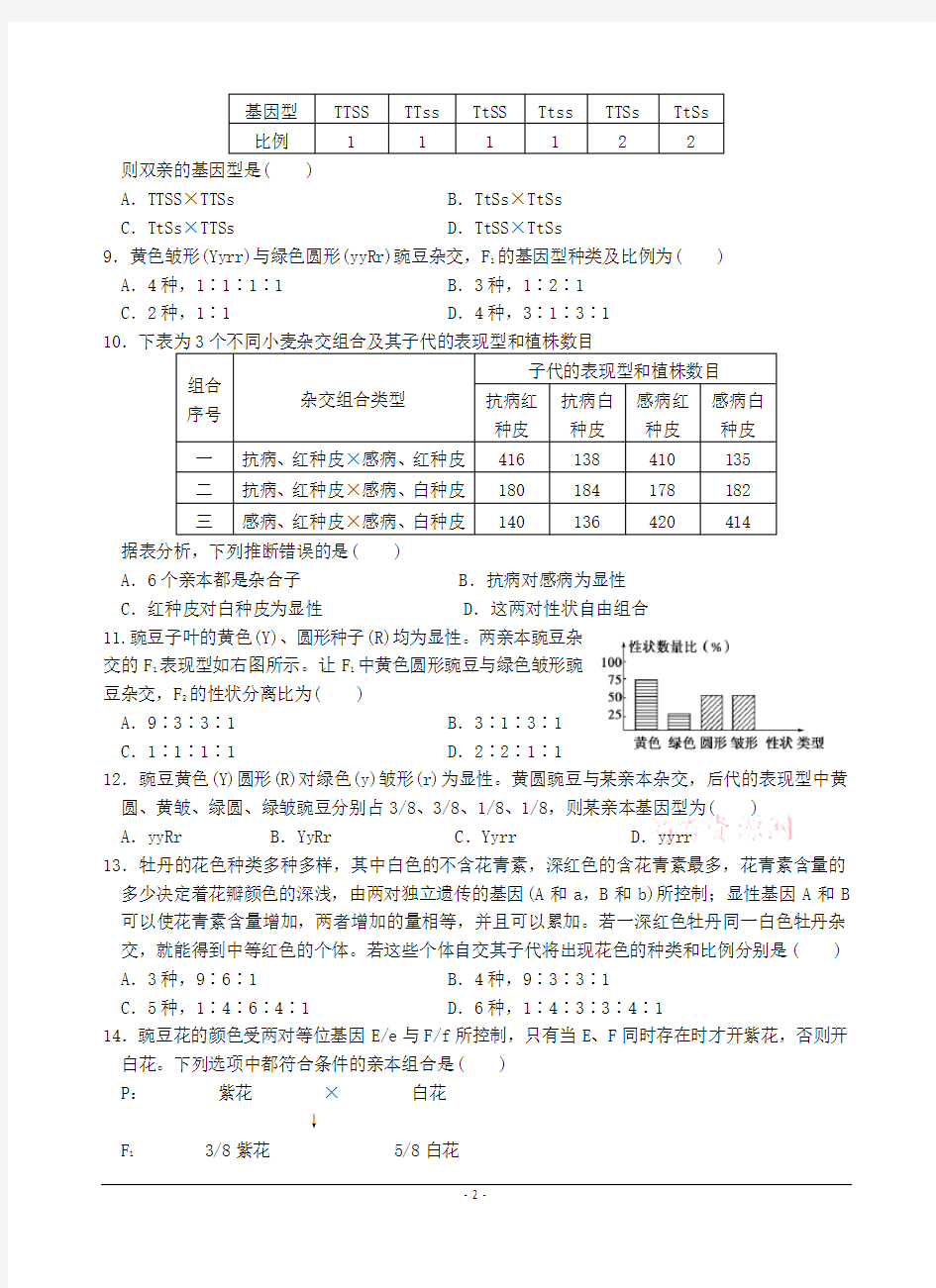 (完整版)高中生物必修二第一章试题