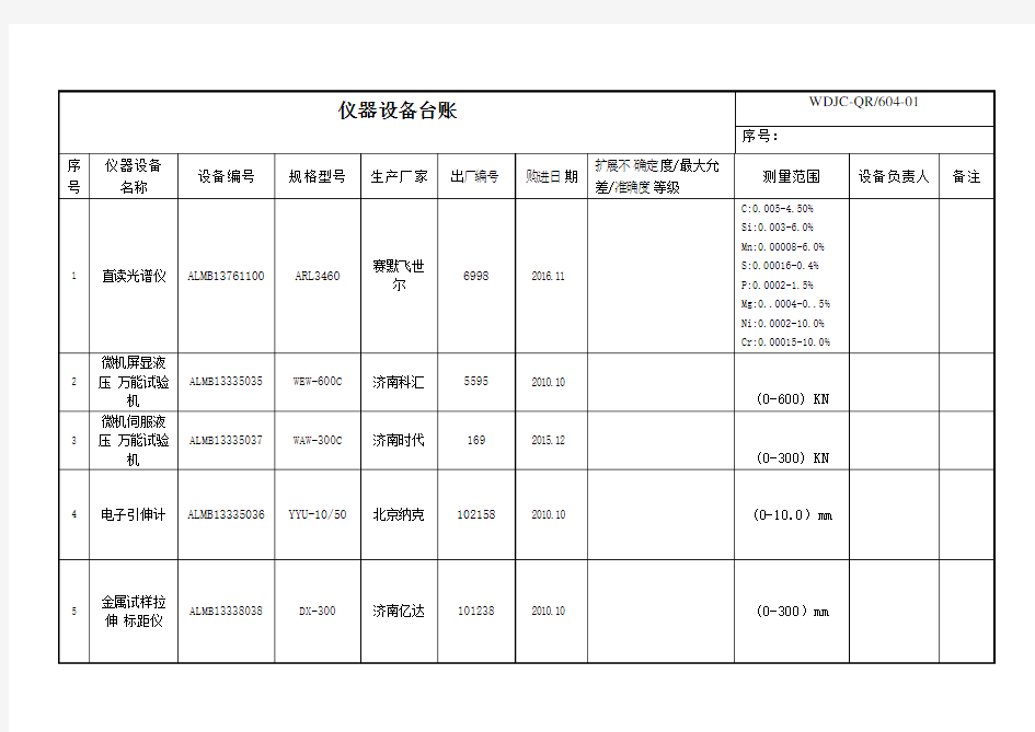 01仪器设备台帐