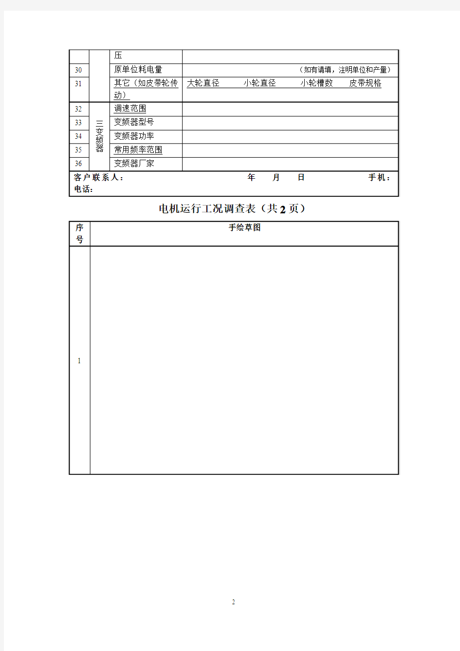 电机数据采集表