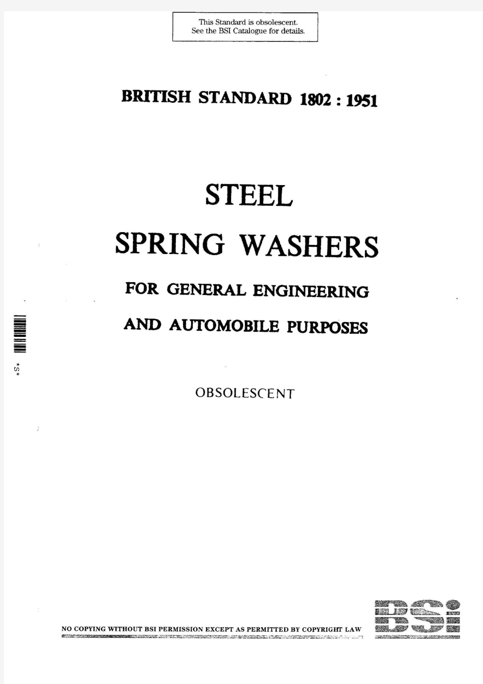 BS 1802 - 1951 Spring Washers