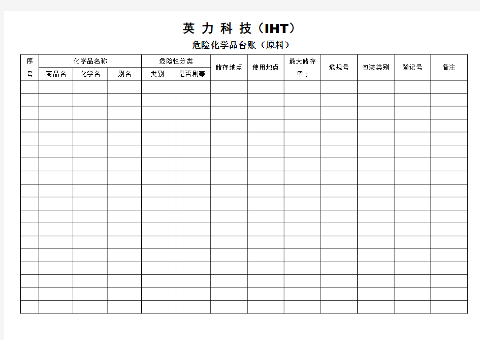 危险化学品台账