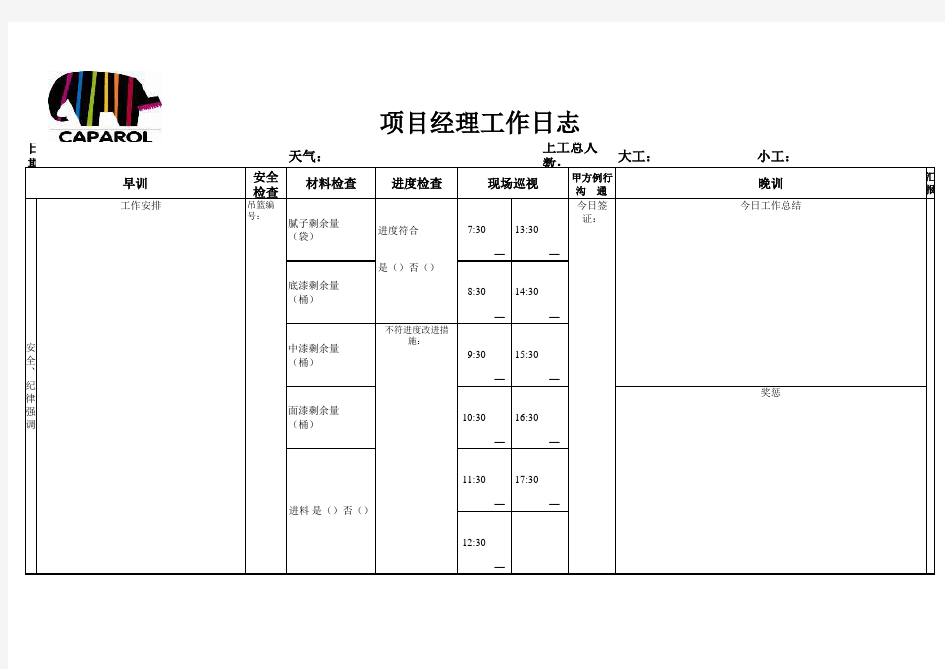 项目经理工作日志