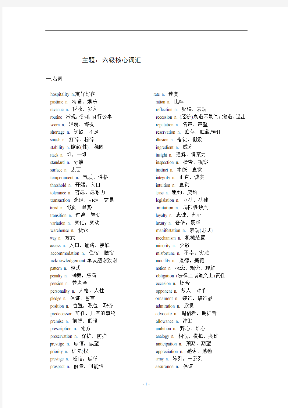 2013年大学英语六级词汇表(免费下载)新大纲 - 副本