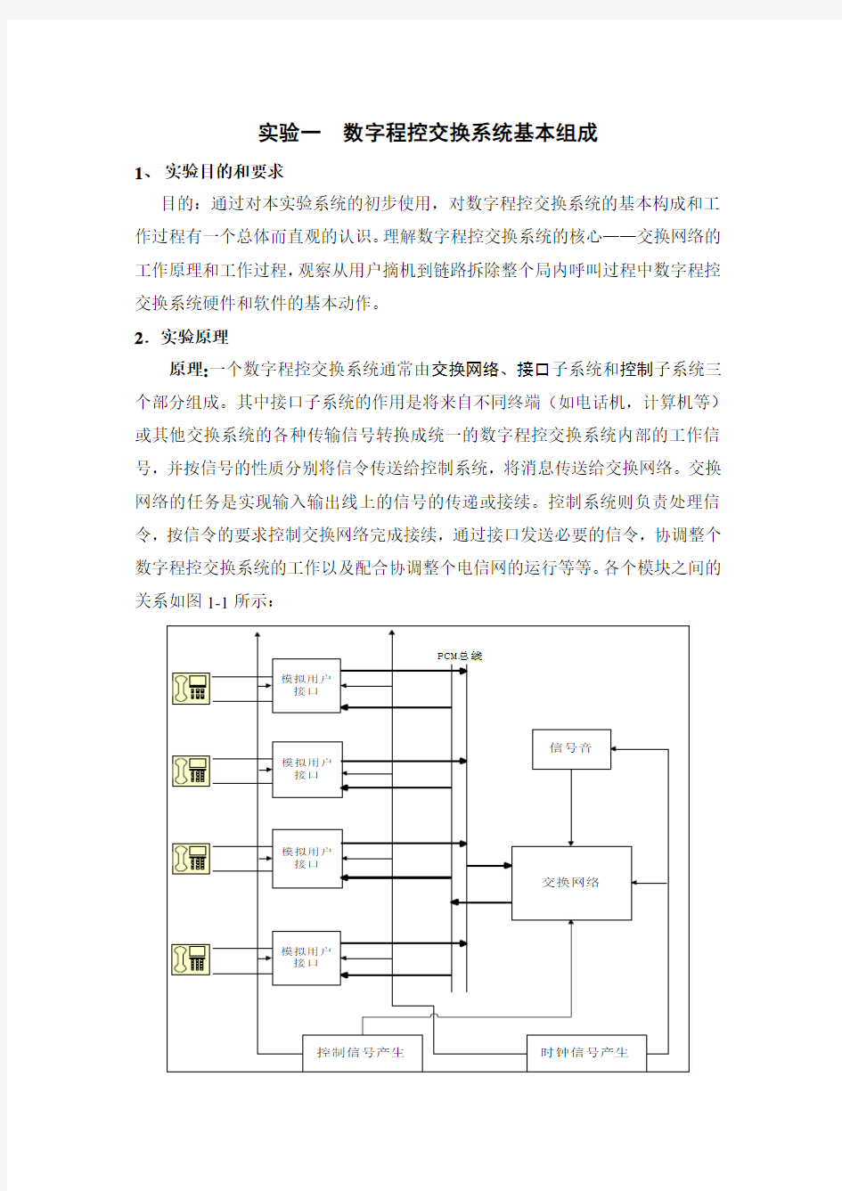 程控交换技术_实验报告