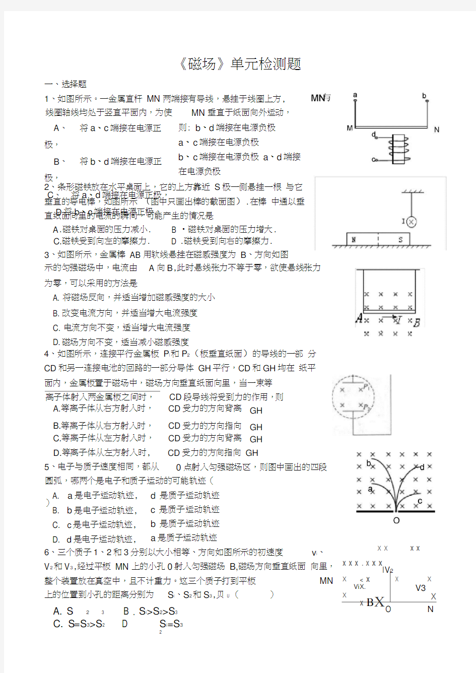 《磁场》单元检测题