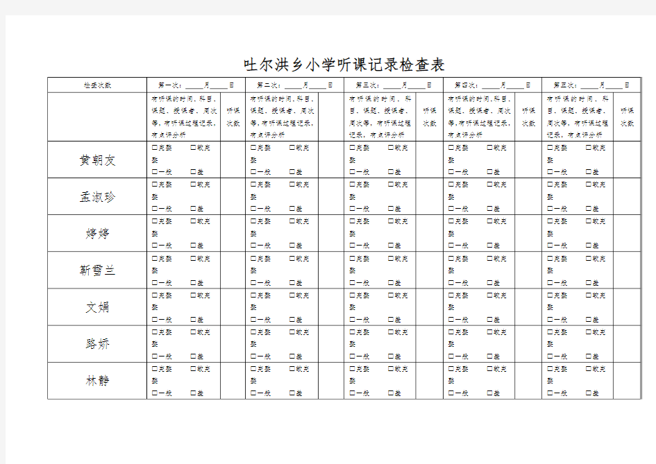 听课记录检查表