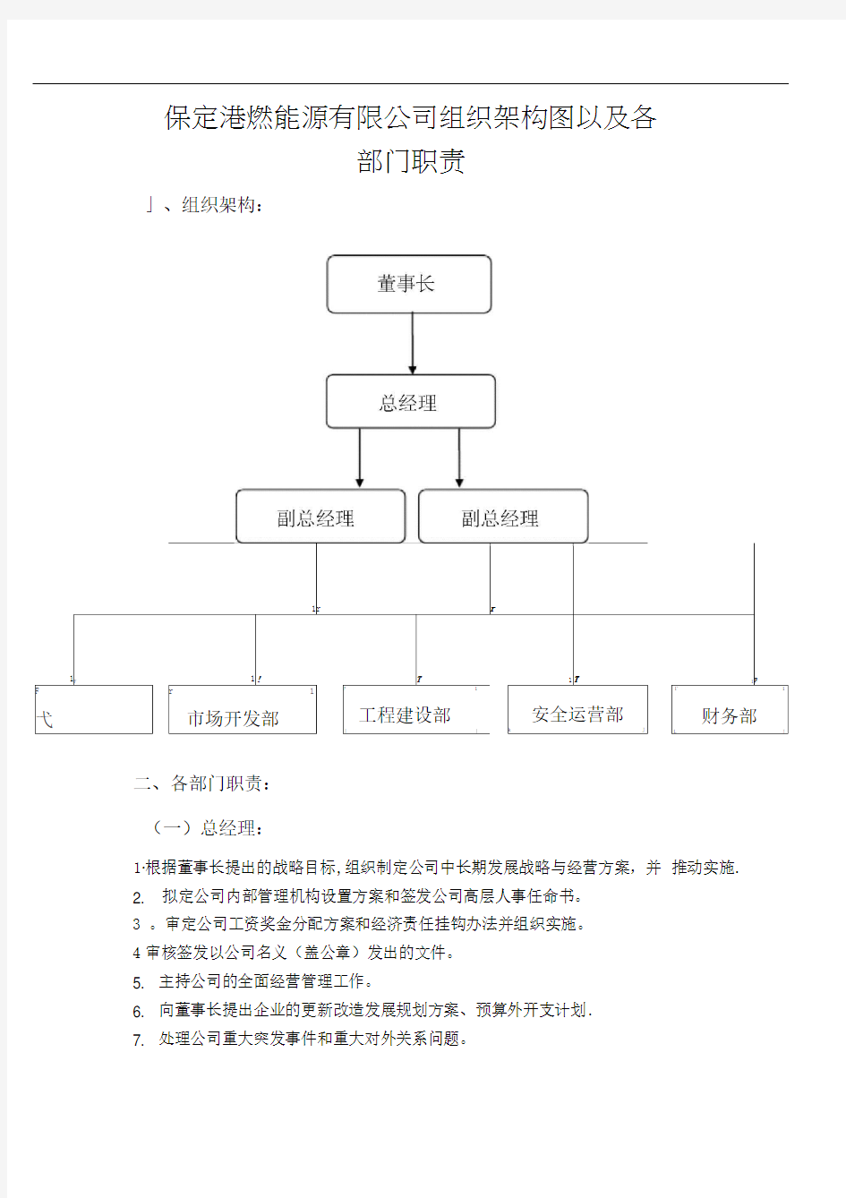 公司组织架构图及部门职责