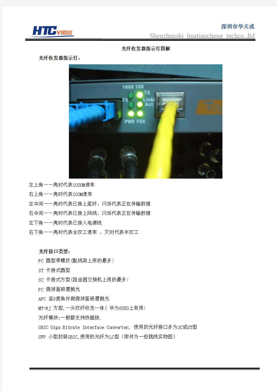 光纤收发器指示灯图解