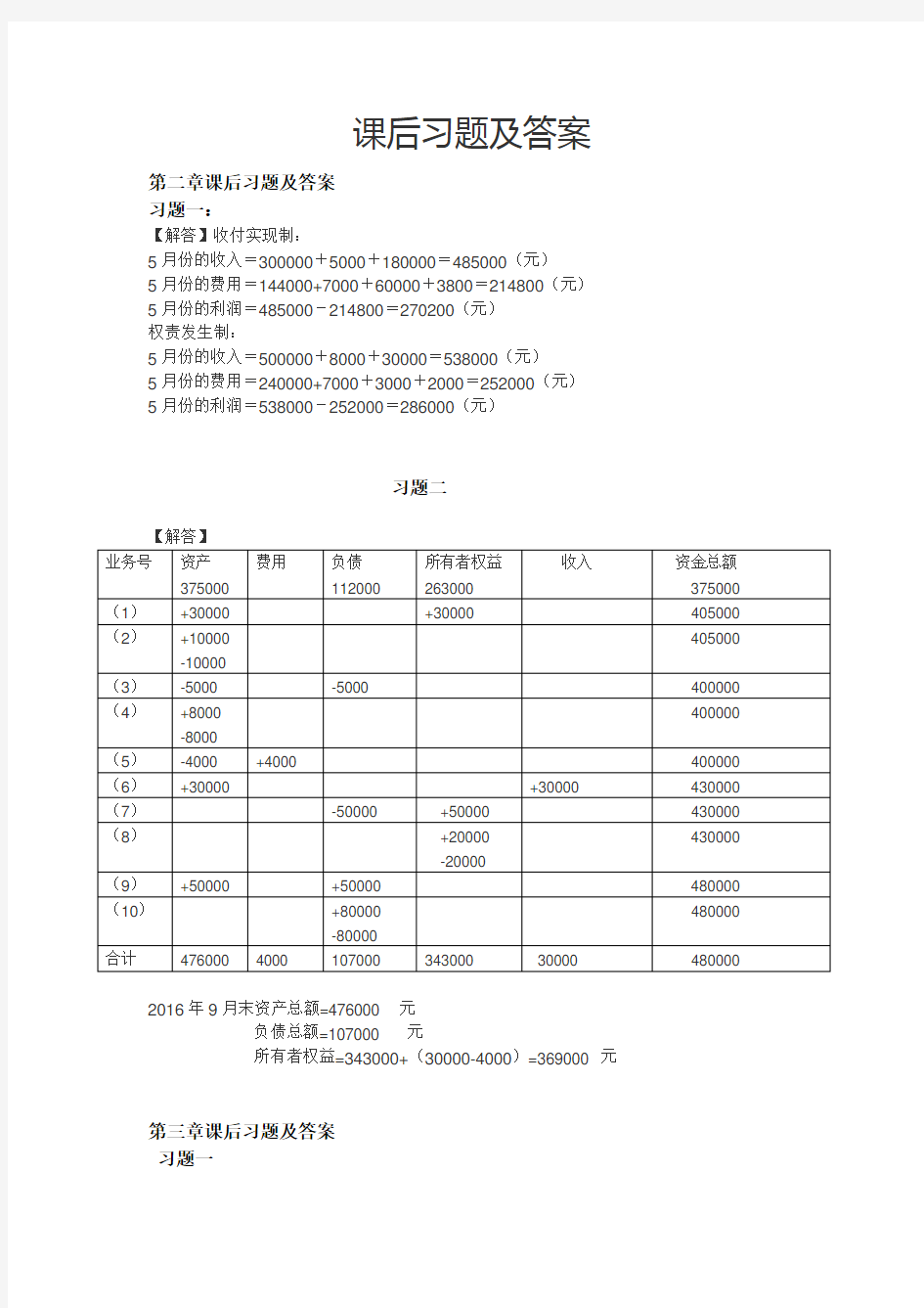 会计学原理课后习题及答案