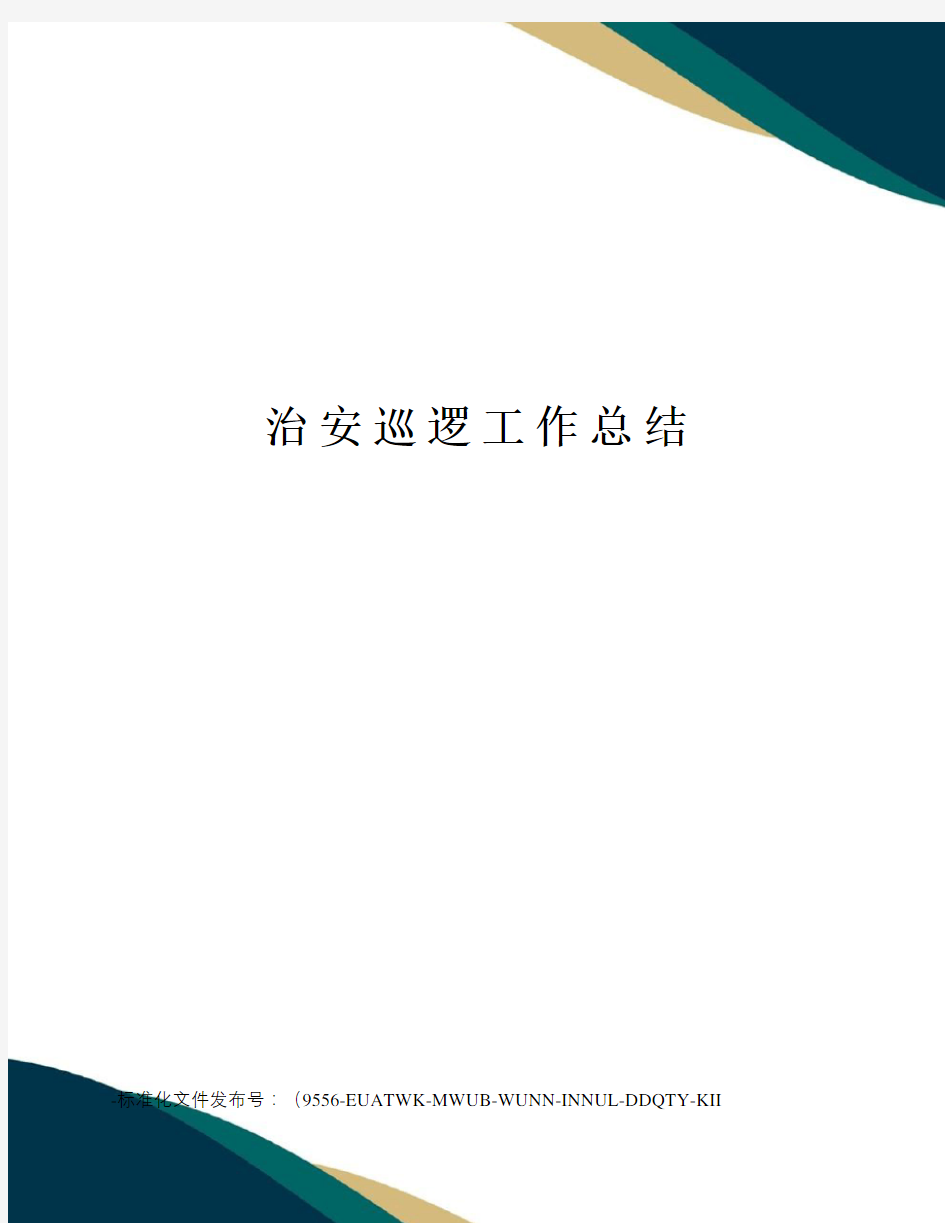 治安巡逻工作总结