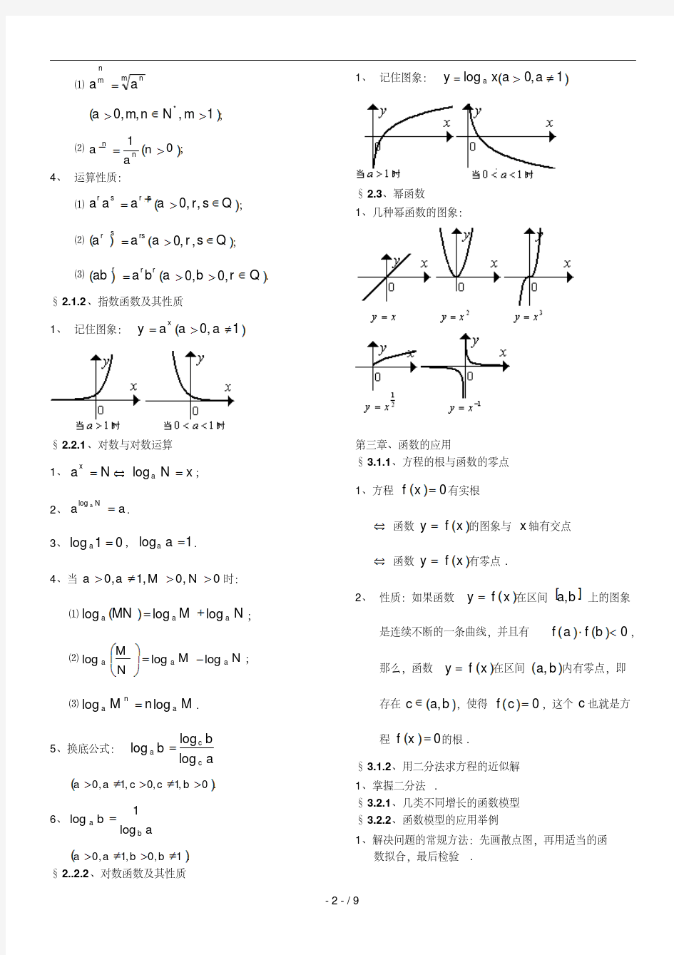 高中数学必修-基础知识点归纳