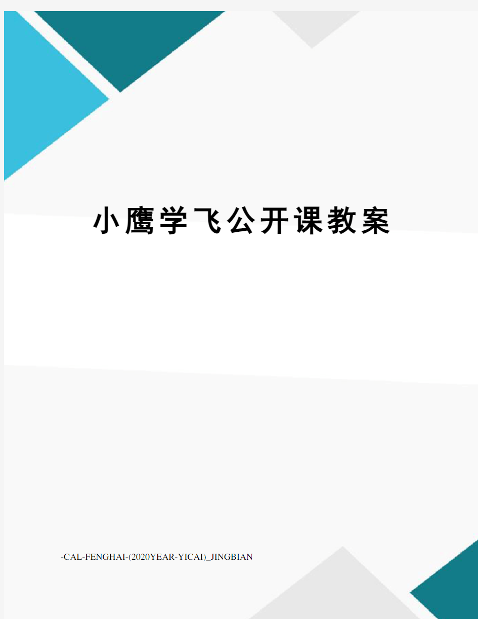 小鹰学飞公开课教案