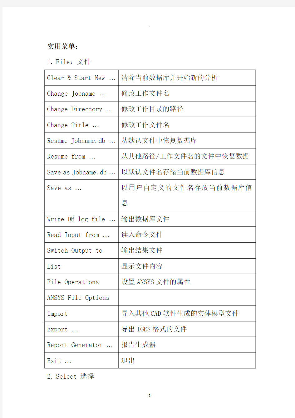 ANSYS界面命令翻译大全精品