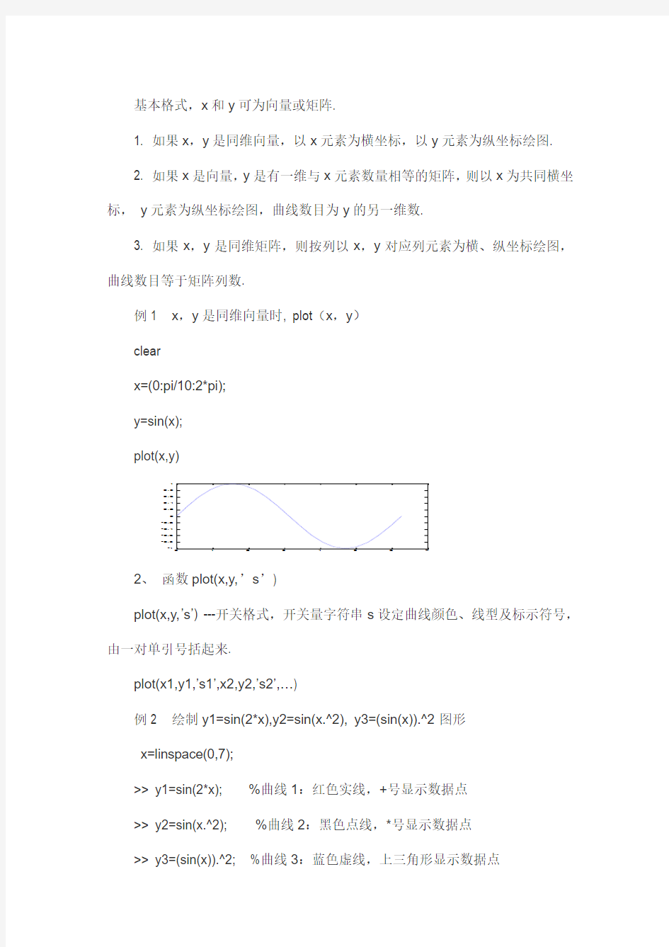 MATLAB绘制图形实验目的与内容