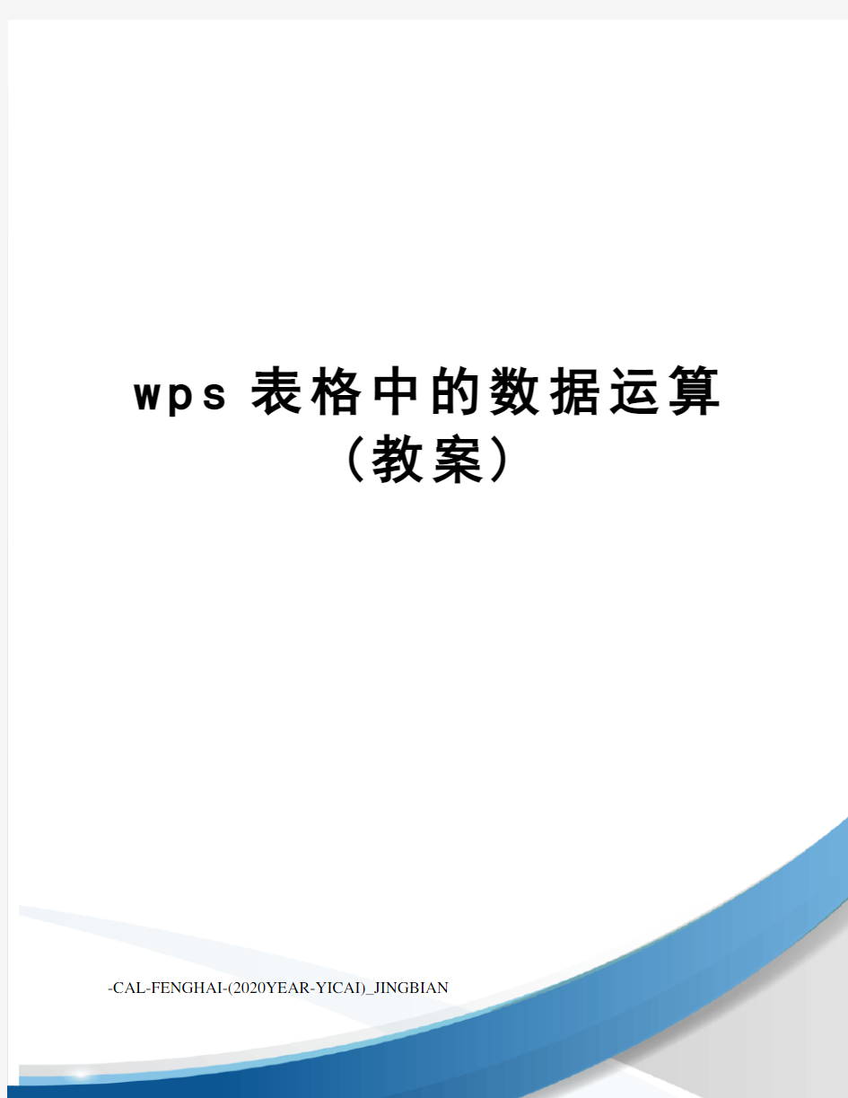 wps表格中的数据运算(教案)