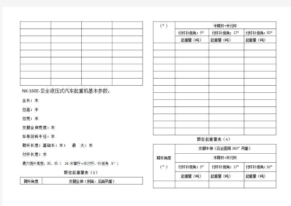 常用吊车参数及钢丝绳计算