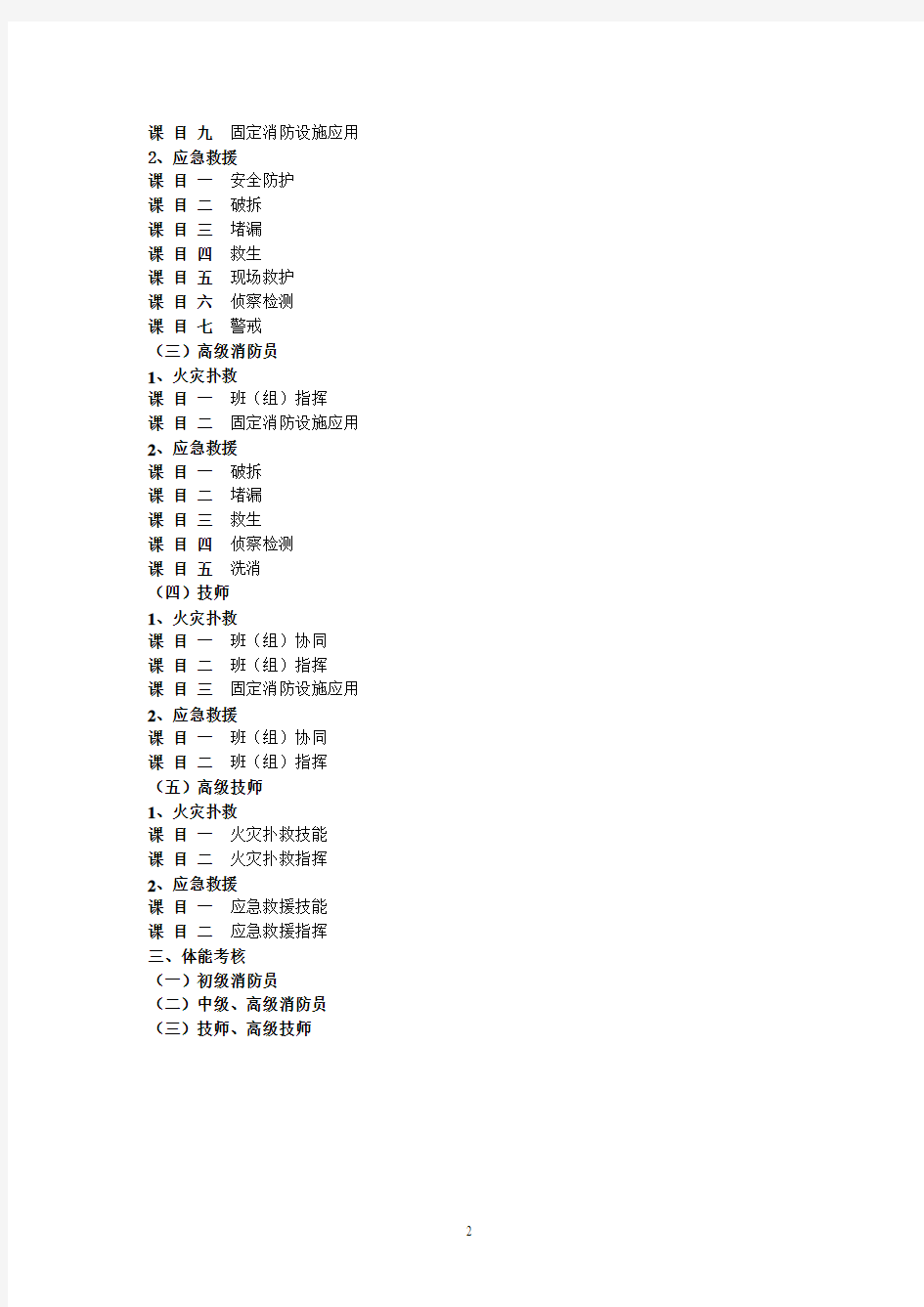 消防员国家职业技能鉴定与考核大纲20150405[1]概要