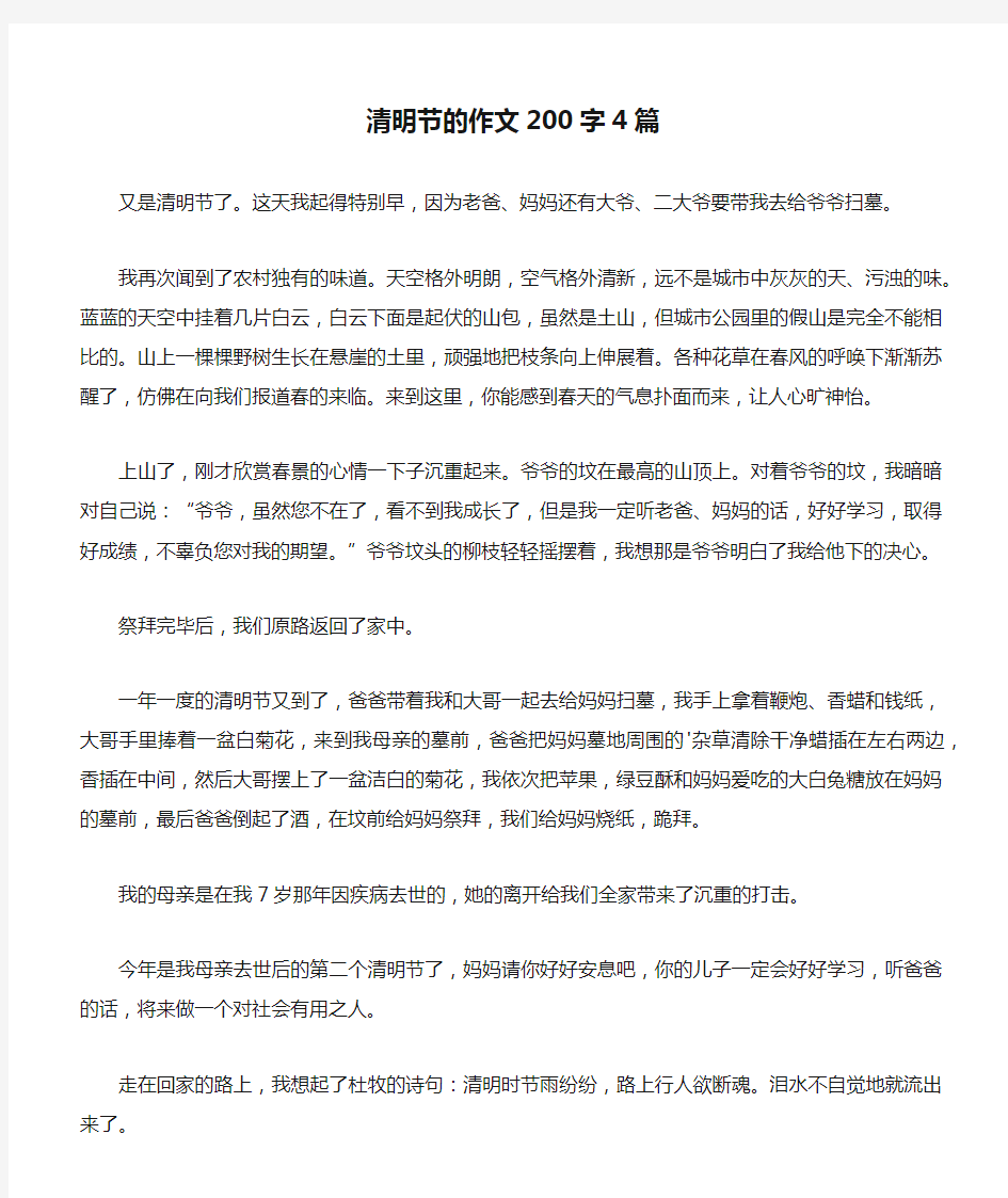 清明节的作文200字4篇