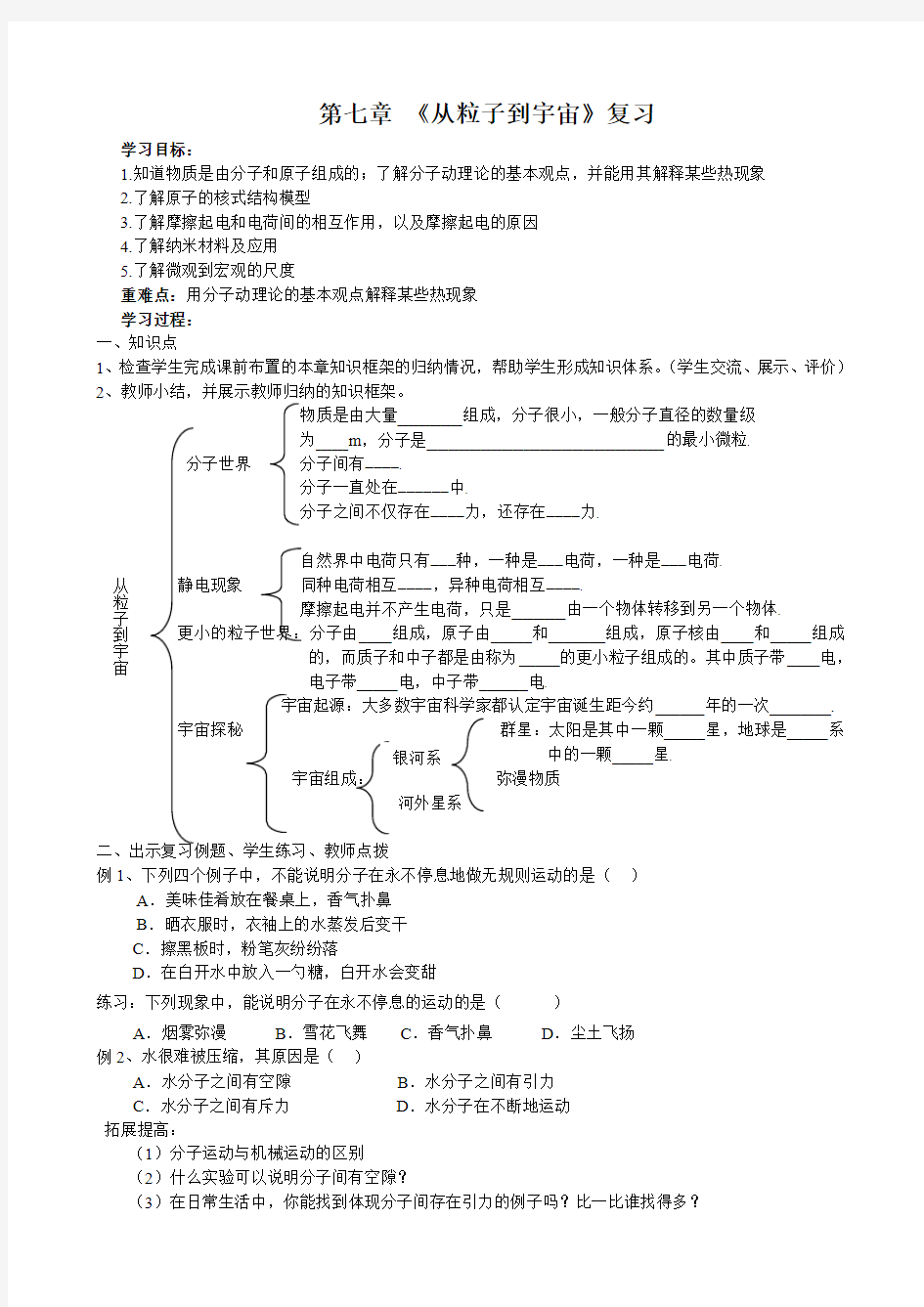 第七章《从粒子到宇宙》复习课教案